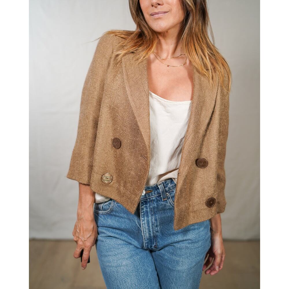 Talbots Textured Camel Cropped Blazer